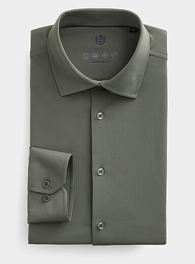 H&ouml;rst White Solid ultra-stretch shirt <b>Slim fit</b> for men