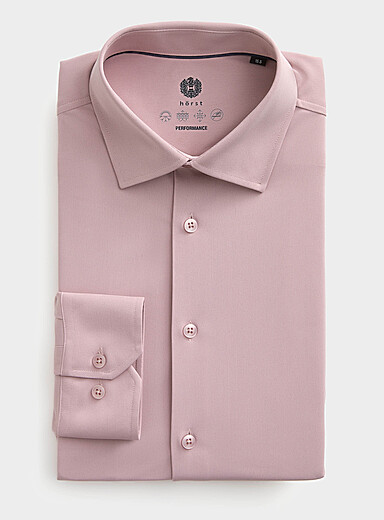 H&ouml;rst White Solid ultra-stretch shirt <b>Slim fit</b> for men