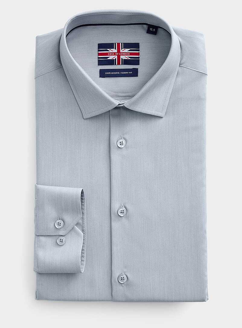 Soul of London: La chemise twill extensible unie <b>Coupe moderne</b> Blanc pour homme