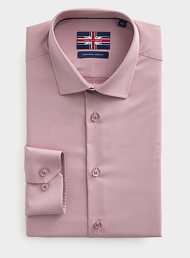 Soul of London Dusky Pink Solid stretch twill shirt <b>Modern fit</b> for men