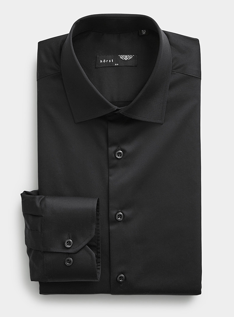 Hörst Black Solid shirt Slim fit for men