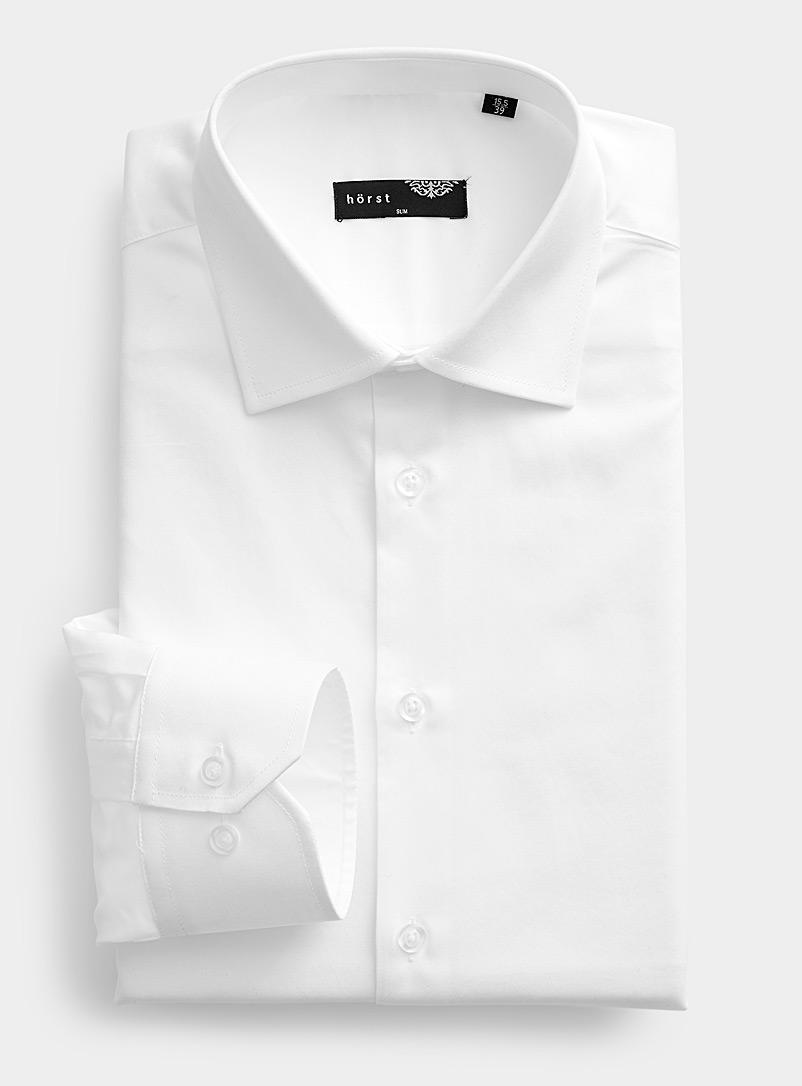 Hörst White Solid shirt Slim fit for men