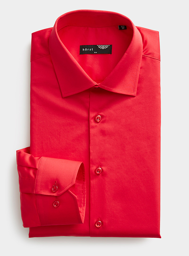 Hörst Red Solid shirt Slim fit for men