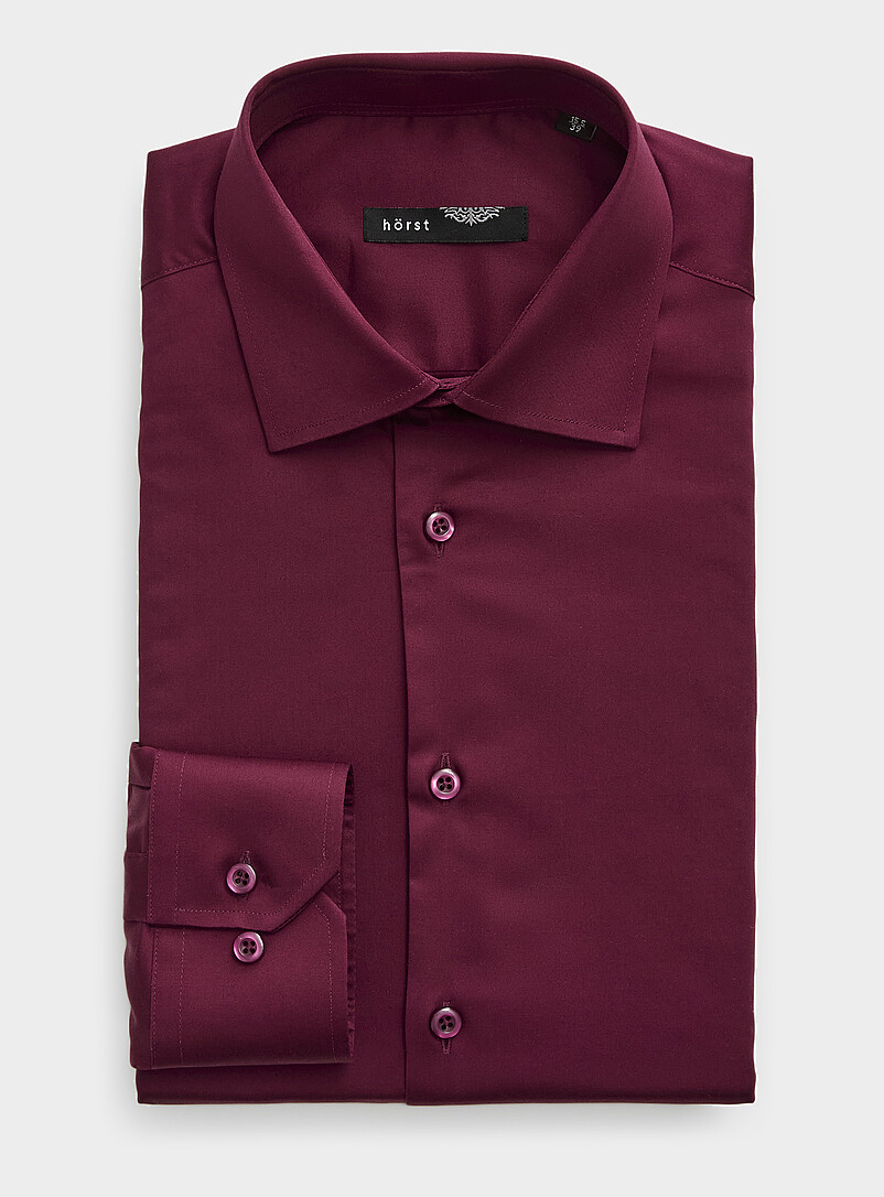 H&ouml;rst: La chemise unie extensible <b>Coupe ajust&eacute;e</b> Blanc pour homme