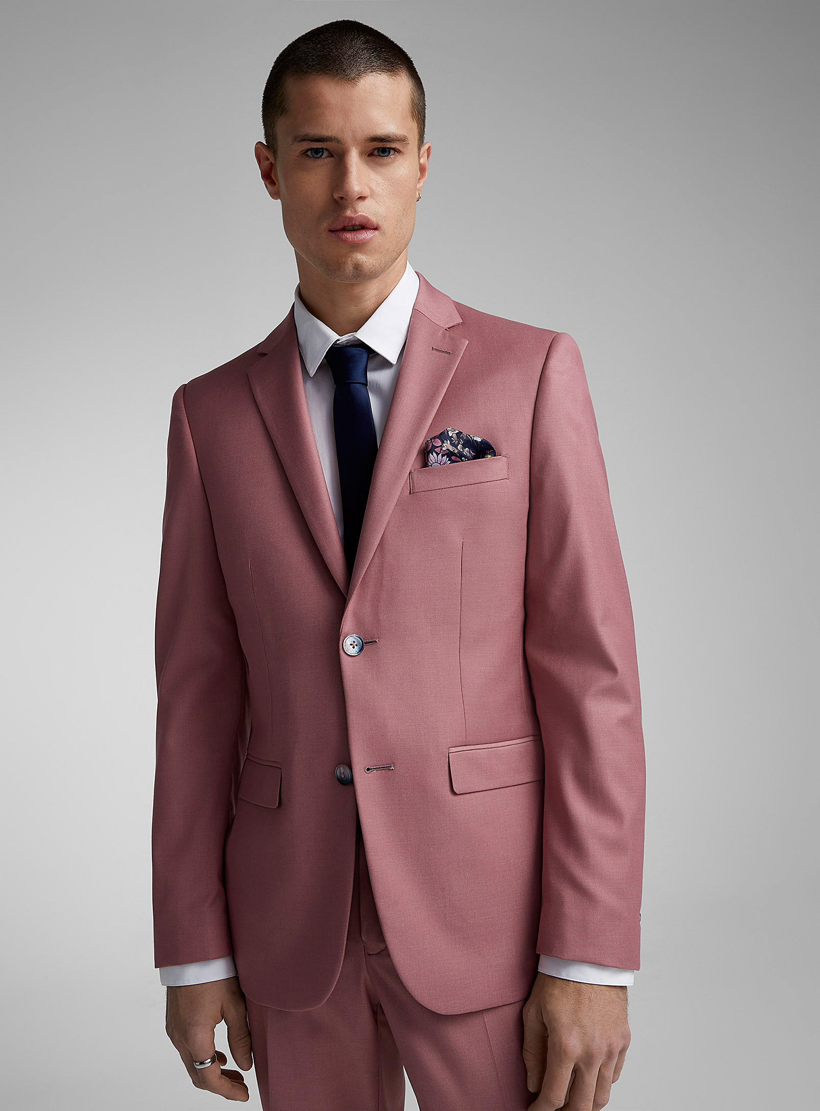 Soul Of London Fluid Suit Slim Fit In Dusky Pink