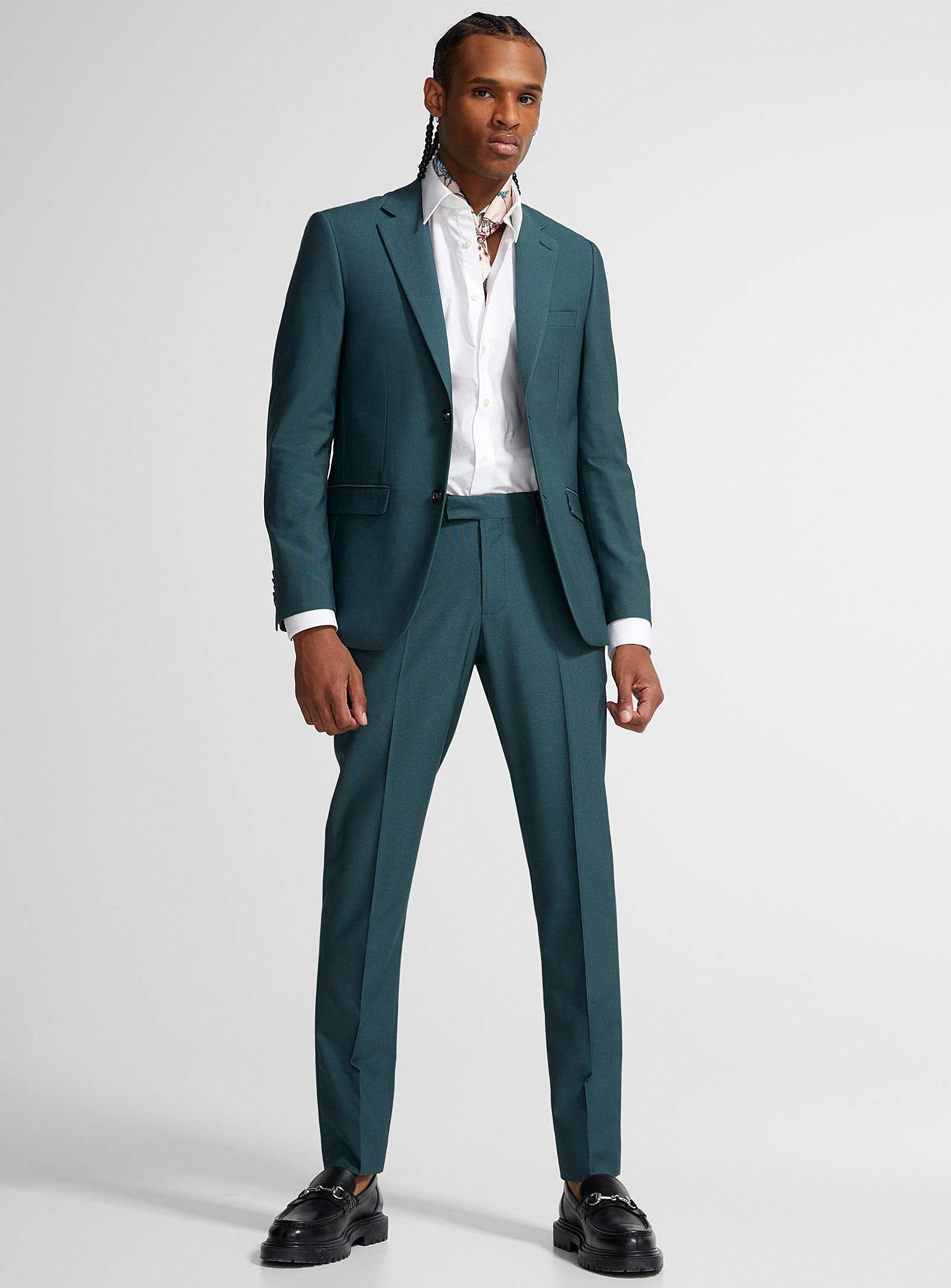 Soul Of London Piqué Suit Slim Fit In Green