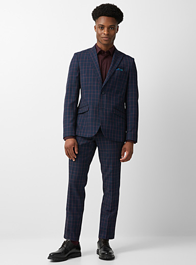 Red check navy suit Slim fit | Soul of 