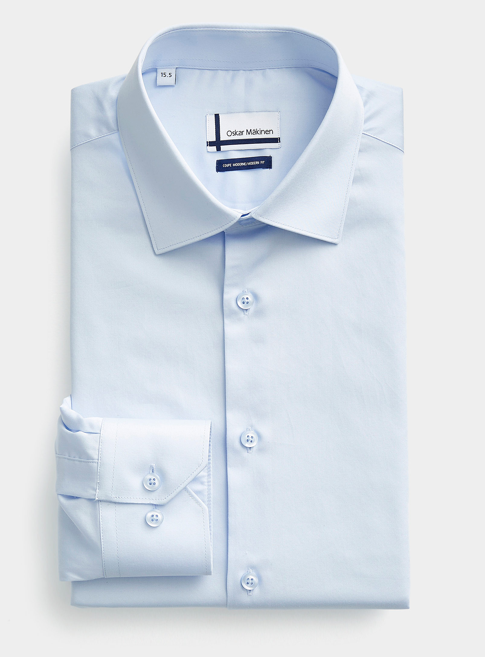 Oskar Mäkinen Cotton Sateen Shirt Modern Fit In Blue