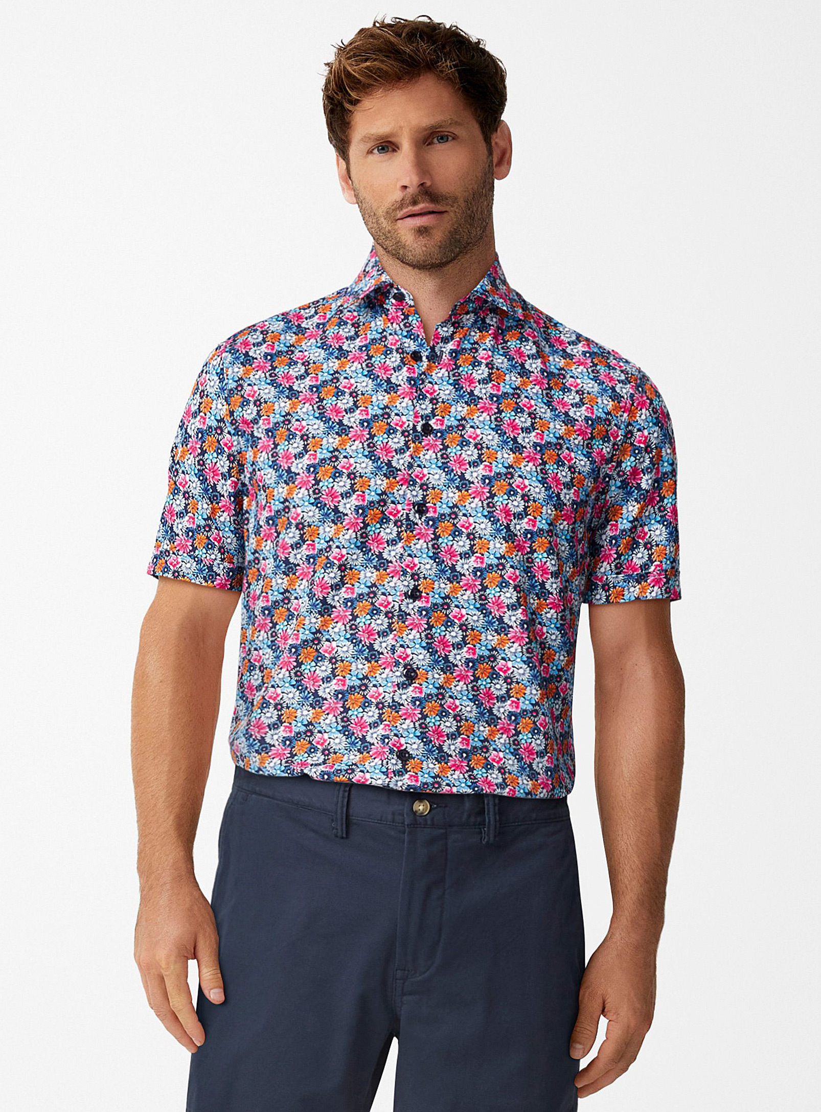 Soul Of London Colourful Floral Shirt Untucked Fit In Pink