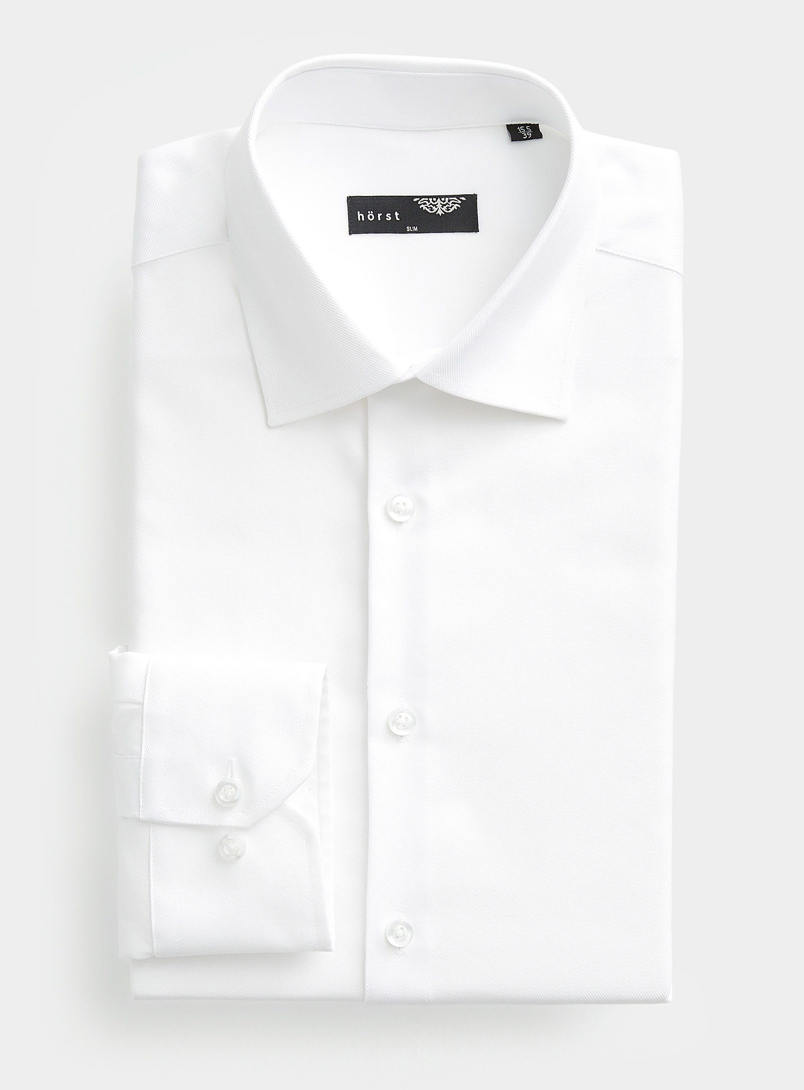 Horst Monochrome Twill Shirt Semi-slim Fit In White