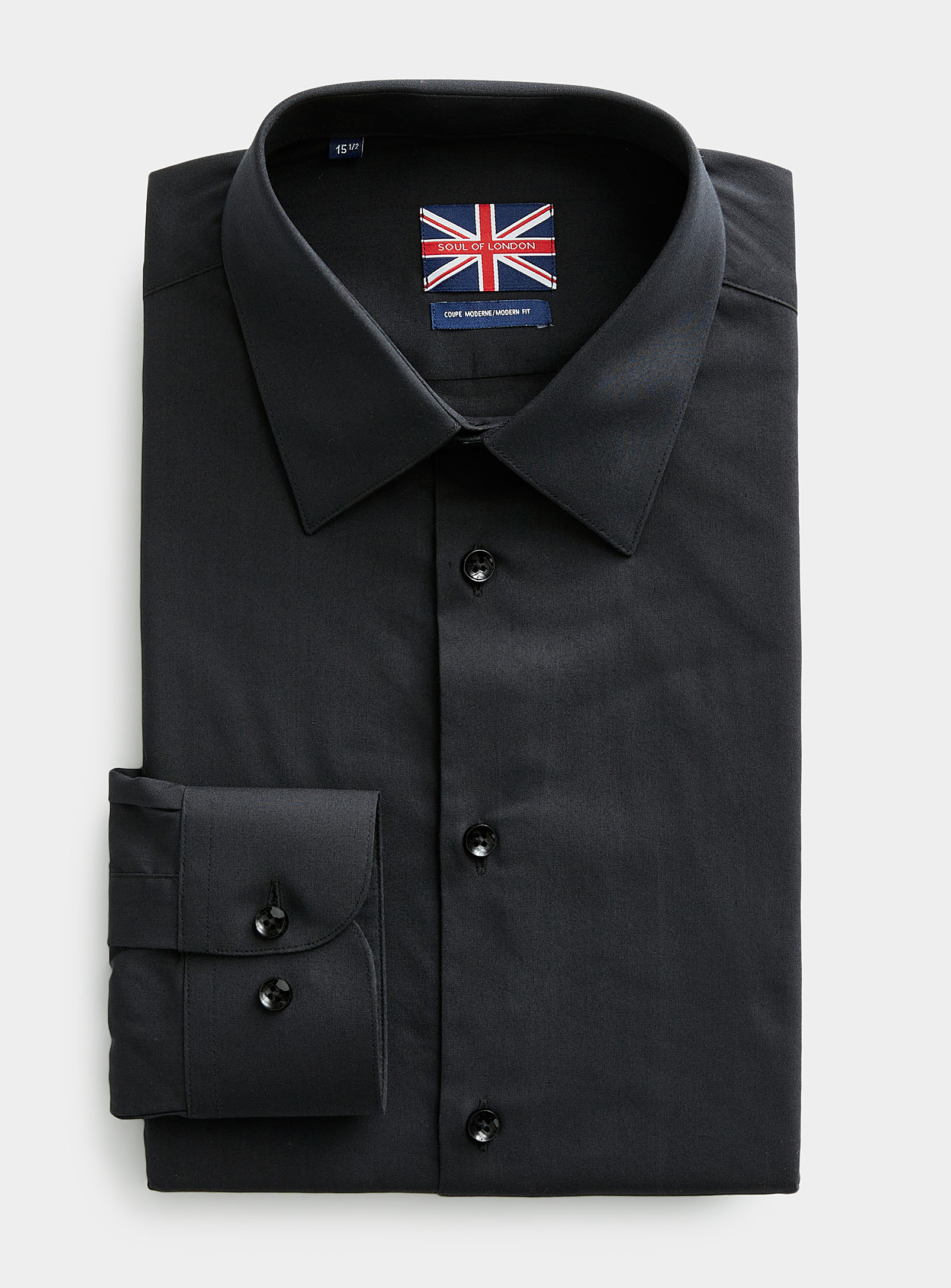 Soul Of London Coloured Stretch Shirt Modern Fit In Black