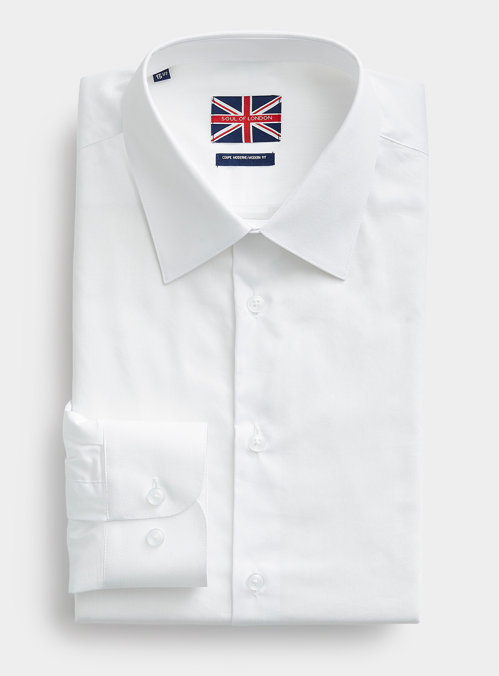 Soul Of London Coloured Stretch Shirt Modern Fit In White