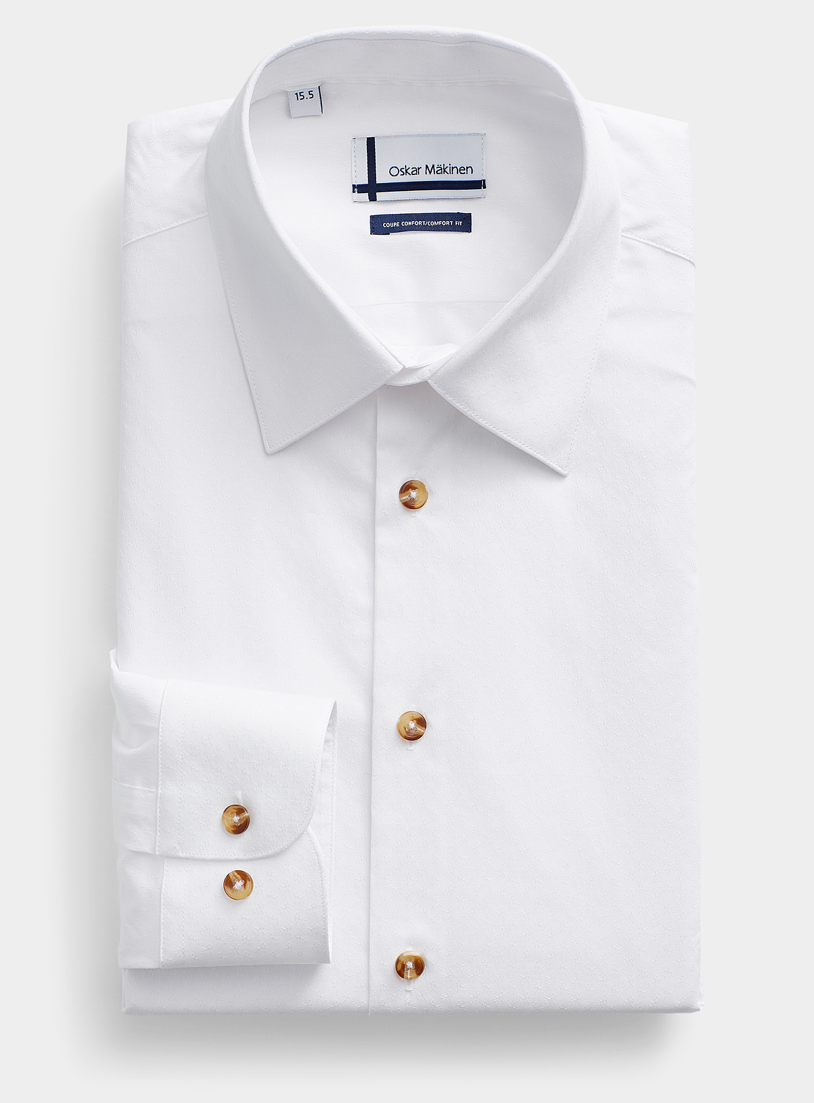 Oskar Mäkinen Embroidered Mini-flower White Shirt Comfort Fit