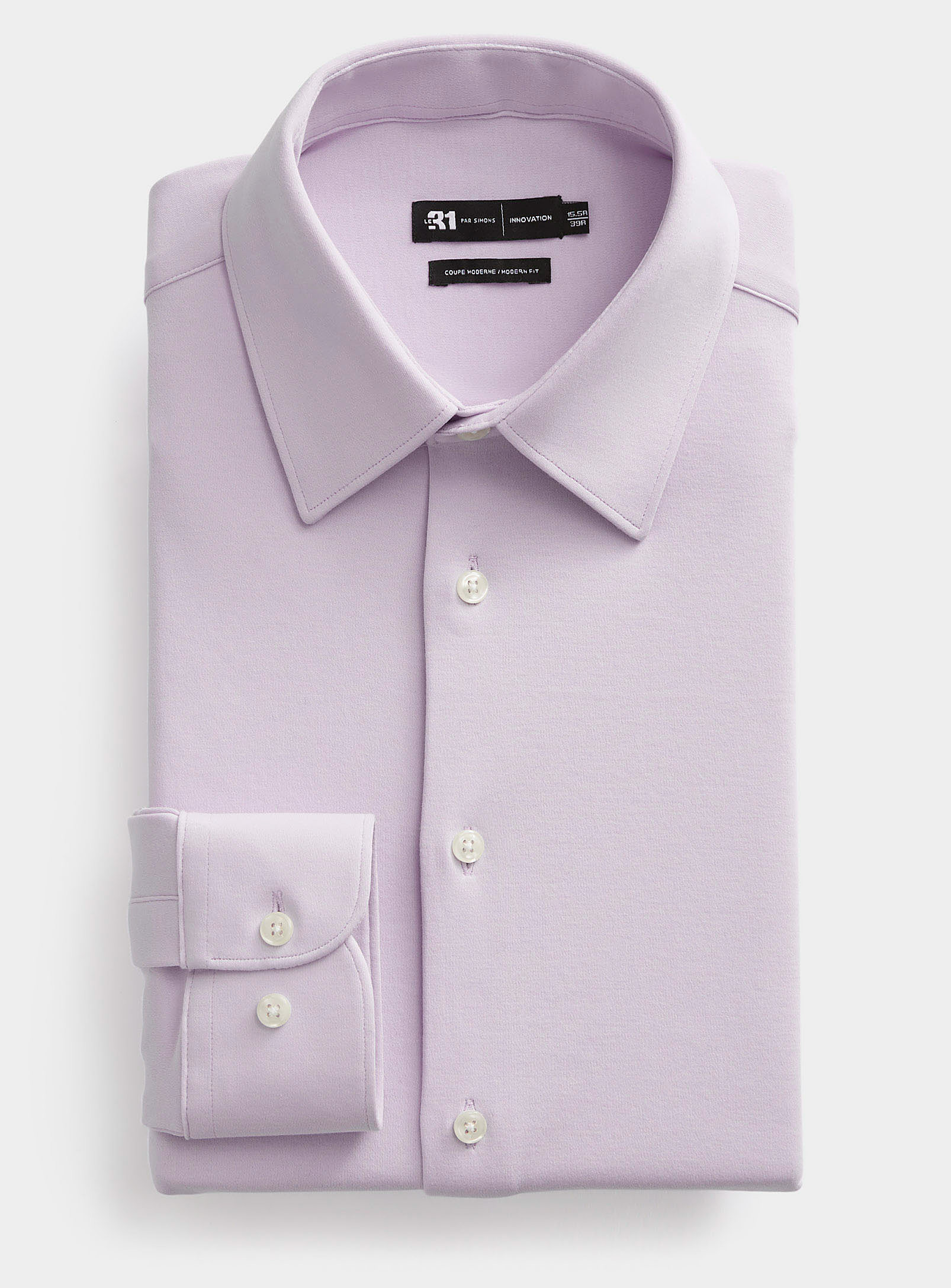 Le 31 Lilac Knit Shirt Modern Fit In Purple