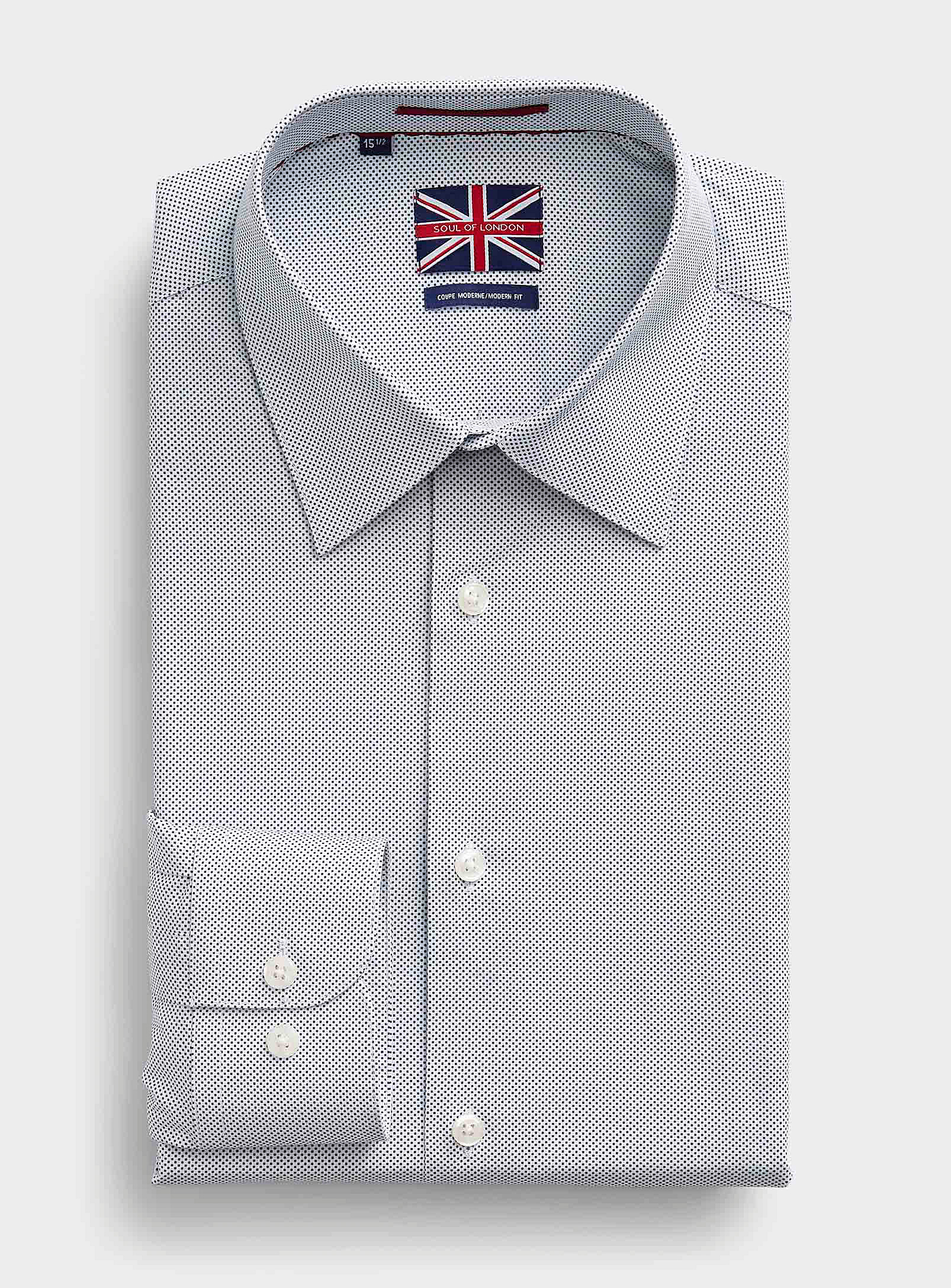 Soul Of London Optical Mini-check Stretch Shirt Modern Fit In Marine Blue