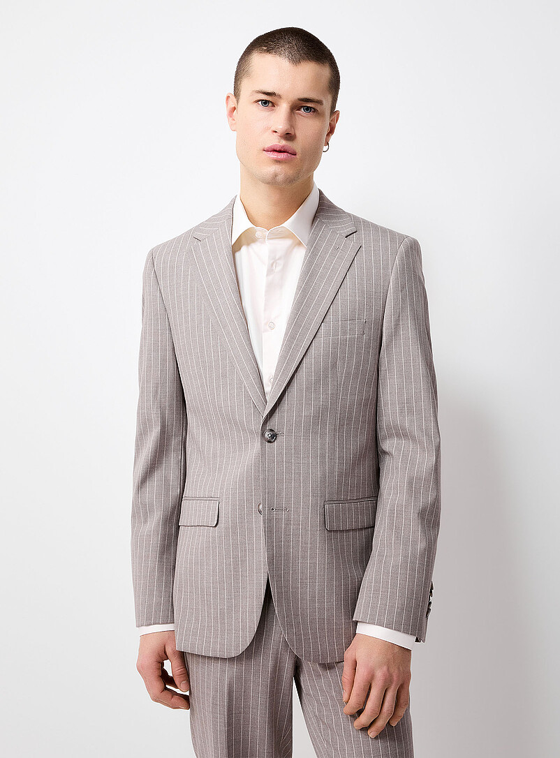 Greige pinstripe suit Slim fit product image 2