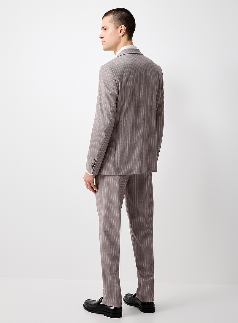Greige pinstripe suit Slim fit product image 3