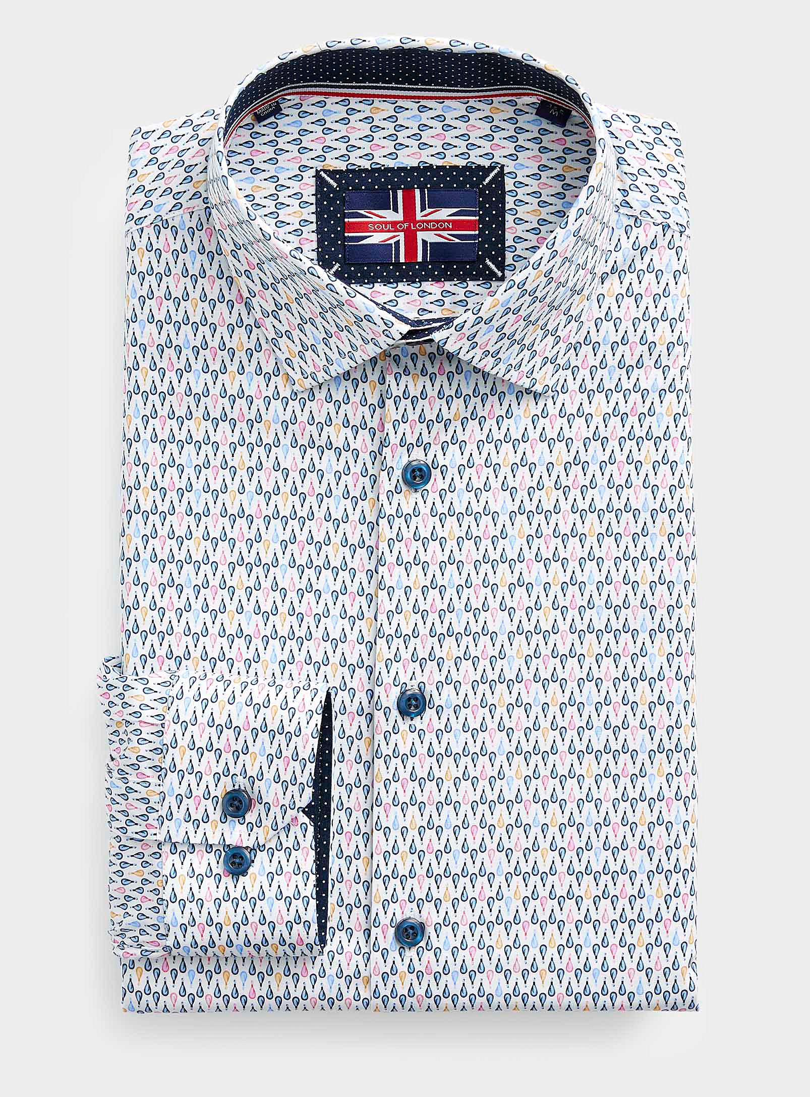 Soul of London - La chemise extensible quilles colorées Coupe ajustée