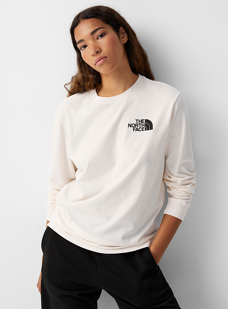 The North Face Ivory White Long sleeve logo T-shirt for women