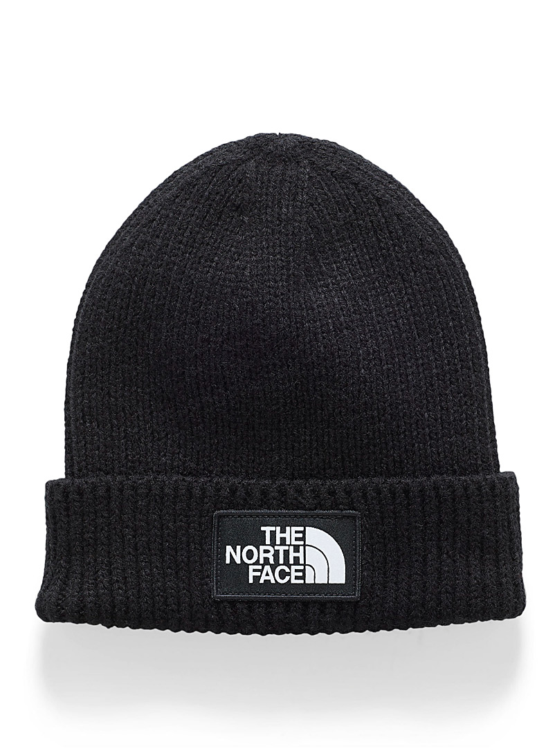 The North Face Black Logo Box cuff beanie for men