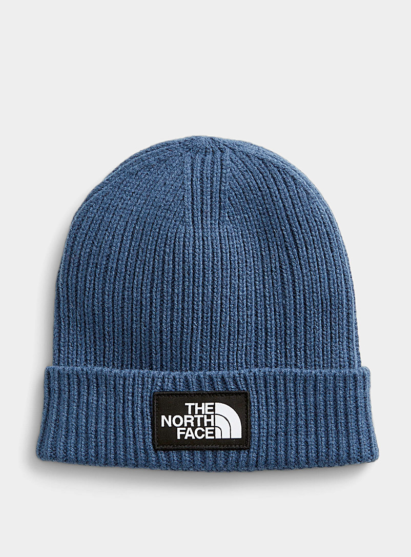 The North Face: La tuque roulée Logo Box Bleu foncé pour homme