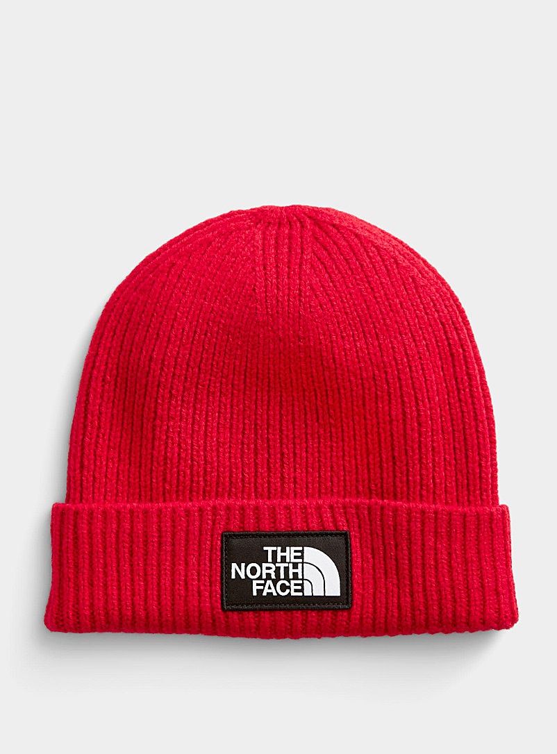 The North Face Cherry Red Logo Box cuff beanie for men