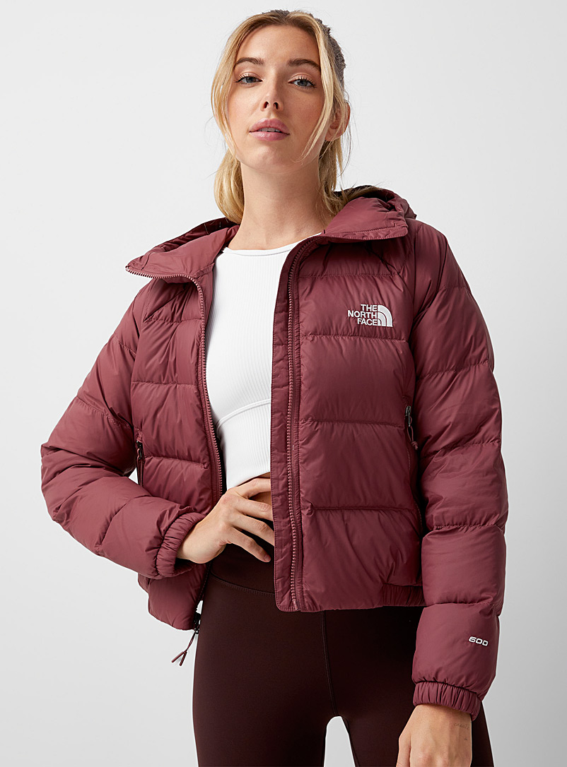 The North Face Cherry Red Hydrenalite cropped hooded puffer jacket for women