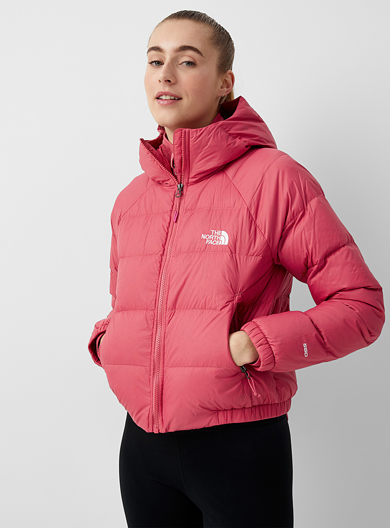 The North Face Dusky Pink Hydrenalite cropped hooded puffer jacket for women