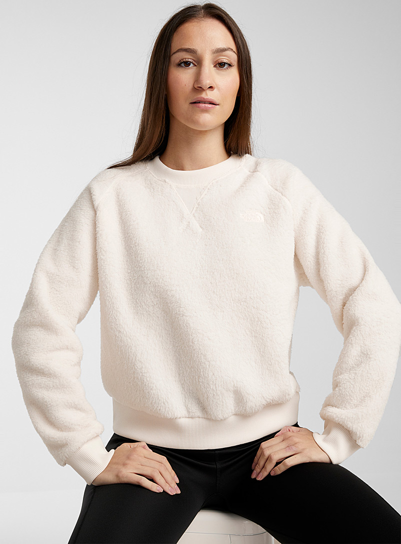 The North Face White Dunraven crew-neck plush sweatshirt for women