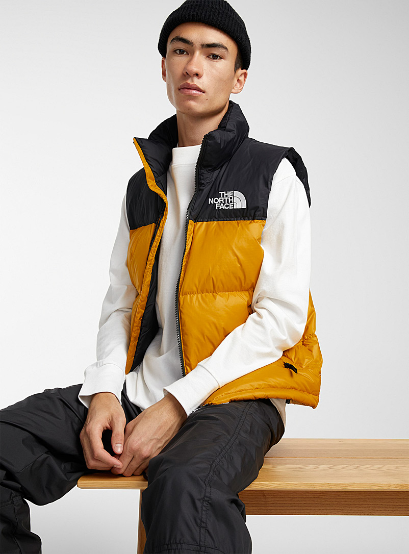 The North Face Dark Yellow Nuptse retro quilted jacket for men