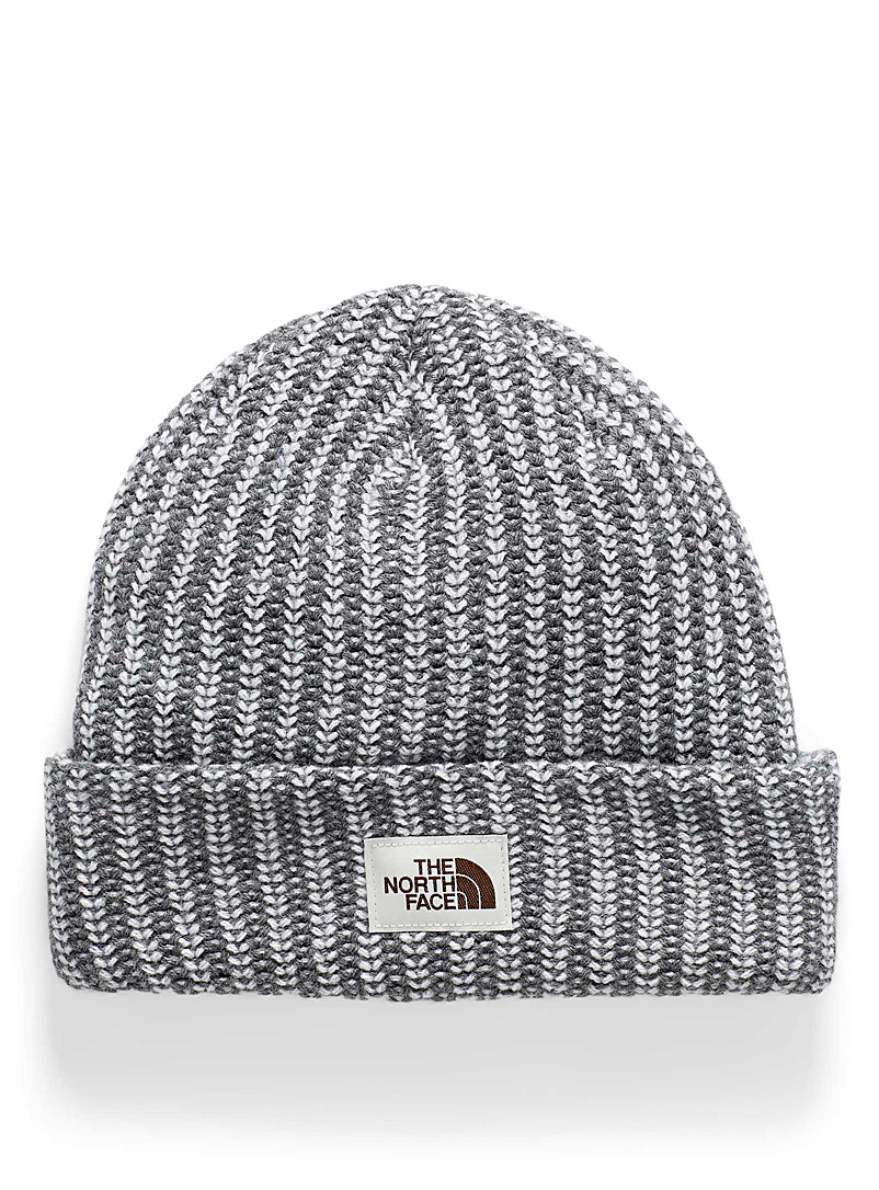 The North Face Light Grey Salty Bae two-tone knit tuque for women