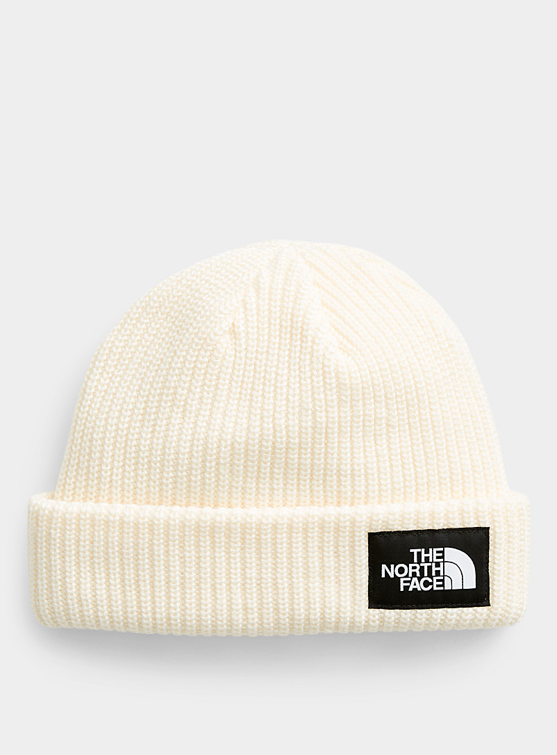 The North Face Ivory White Salty Dog ribbed tuque for women