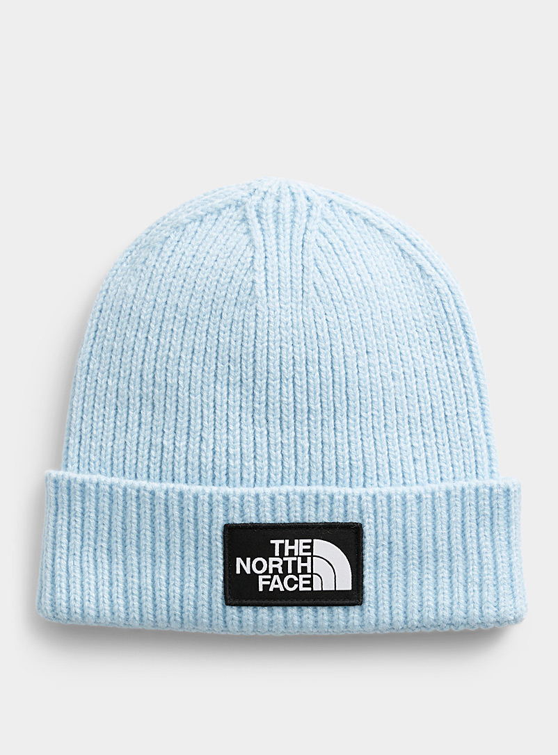 The North Face Baby Blue Ribbed emblem tuque for women