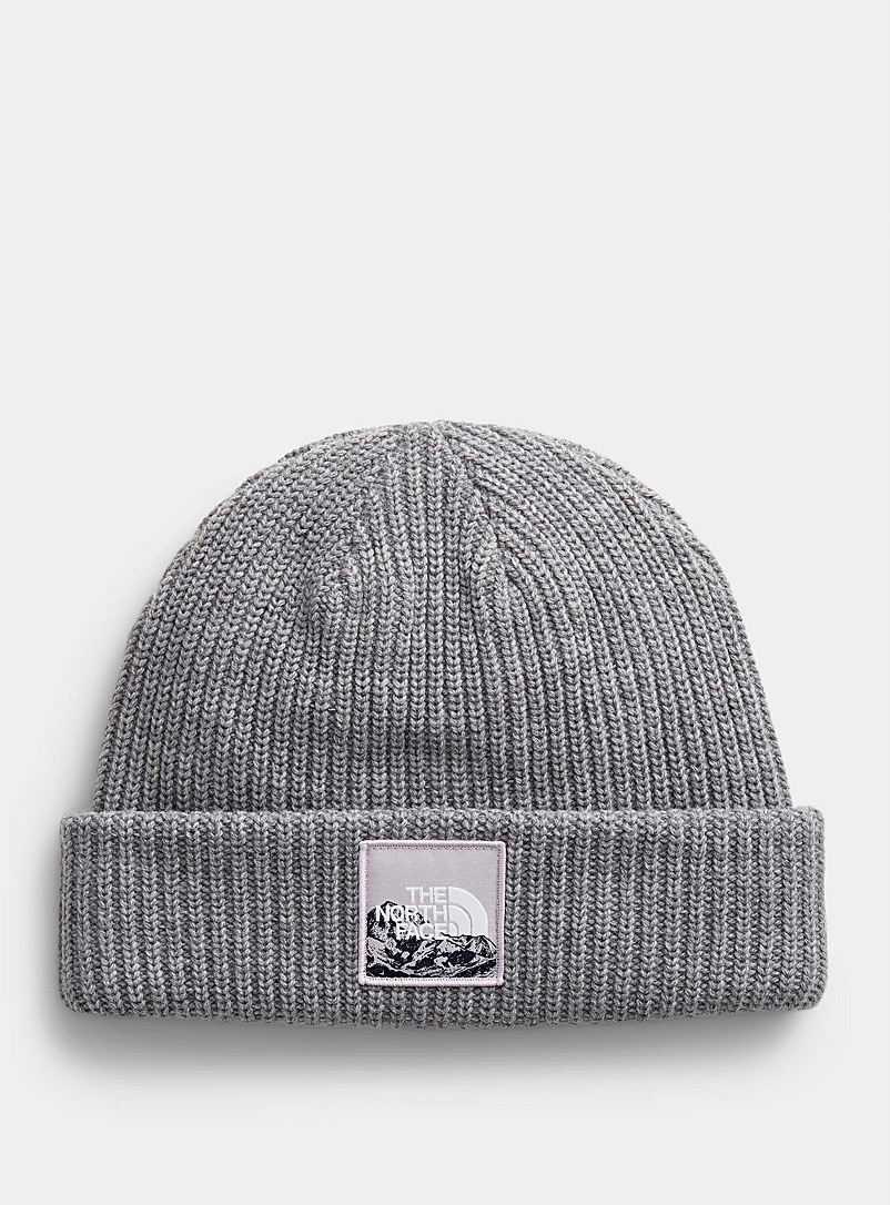 The North Face Light Grey Salty Dog ribbed tuque for men