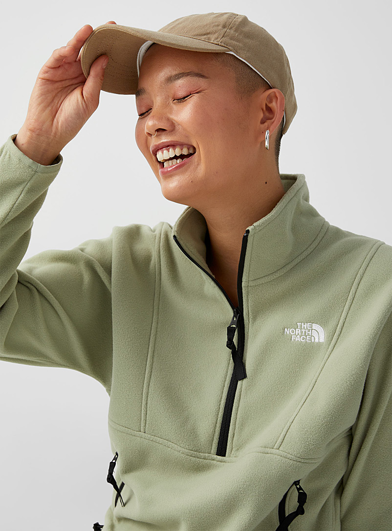 The North Face Mossy Green Polar fleece anorak sweatshirt for women