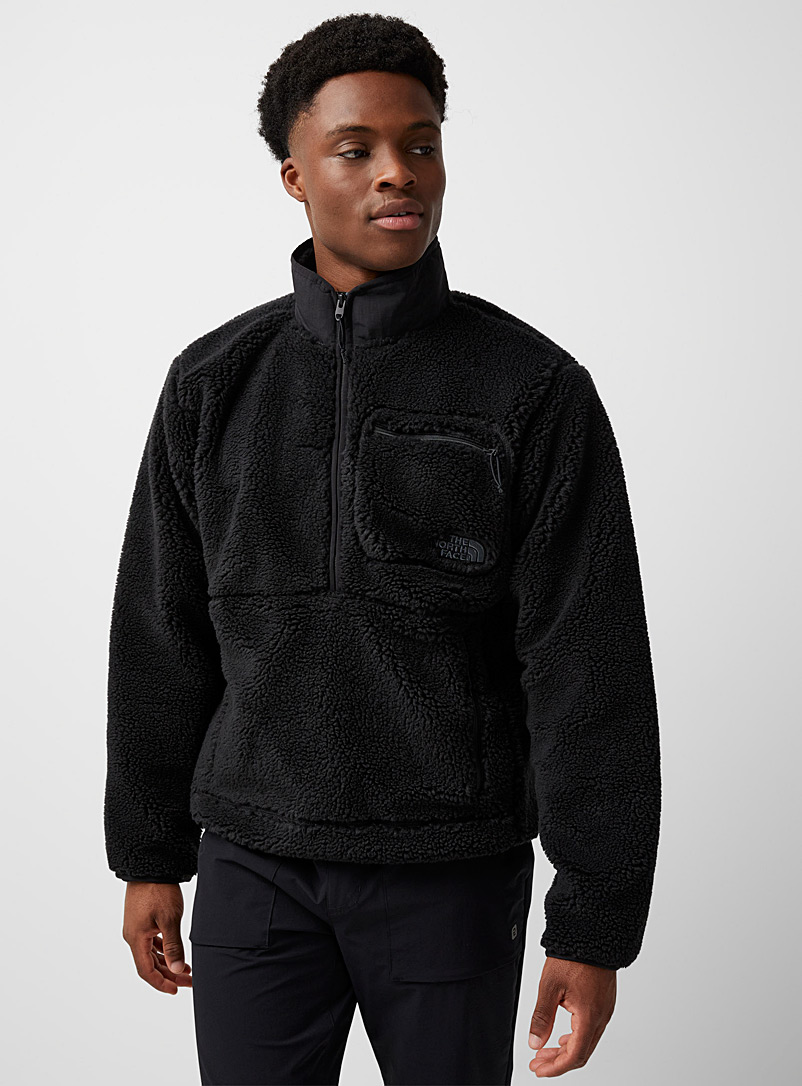 The North Face Black Extreme Pile zip-neck sherpa sweatshirt for men