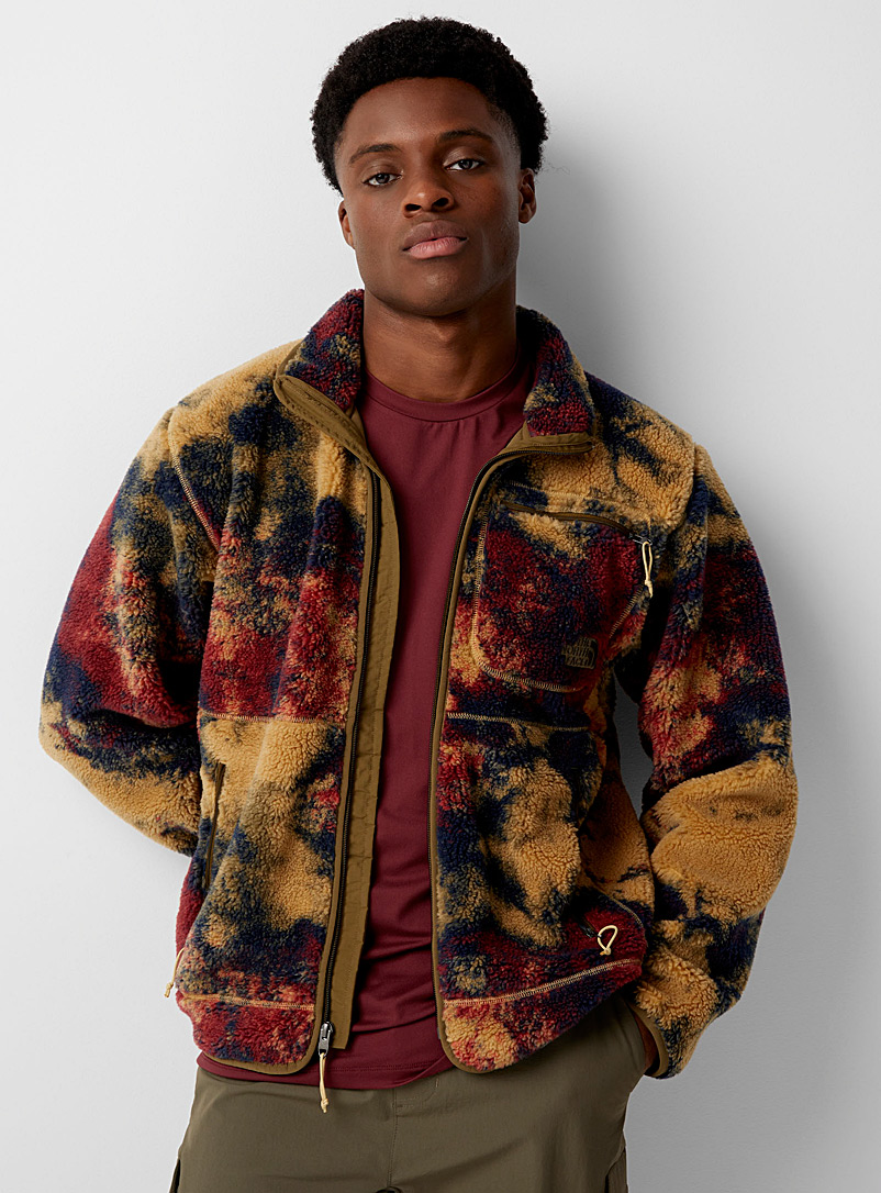 The North Face Patterned Brown Extreme Pile aerosol-print zip sherpa sweatshirt for men