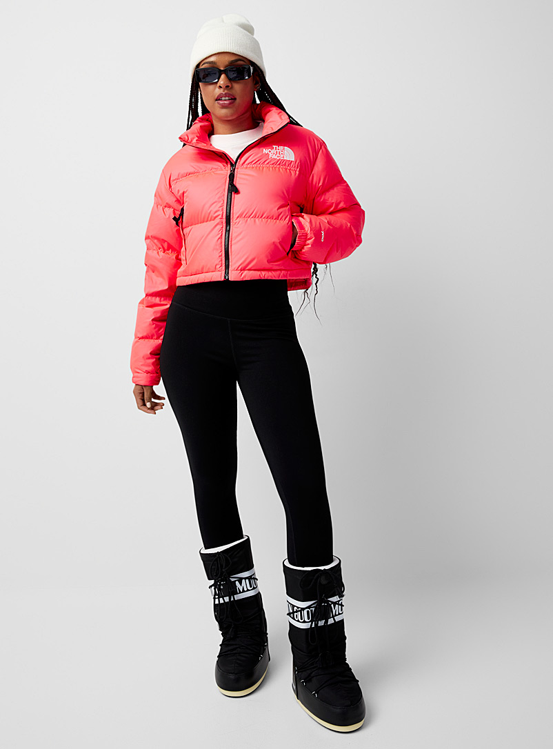 The North Face Pink Nuptse cropped puffer jacket for women