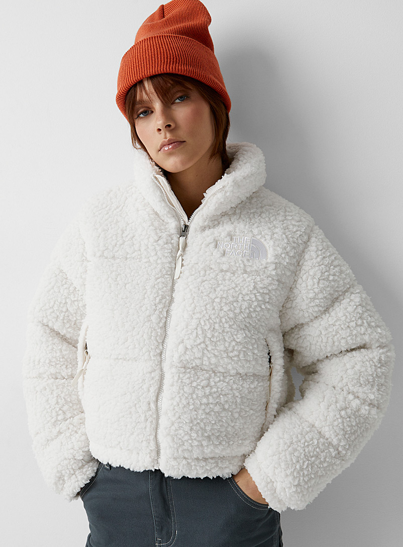 The North Face Ivory White Nuptse sherpa quilted jacket for women