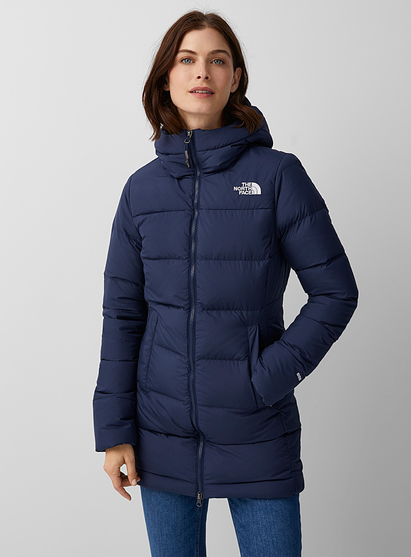 The North Face Marine Blue Gotham 3/4 puffer parka for women