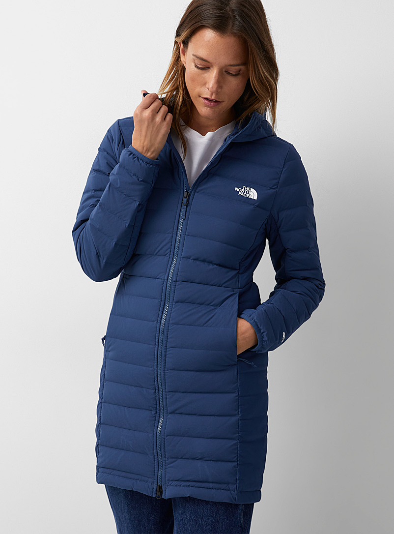 The North Face Marine Blue Belleview light 3/4 down puffer jacket for women