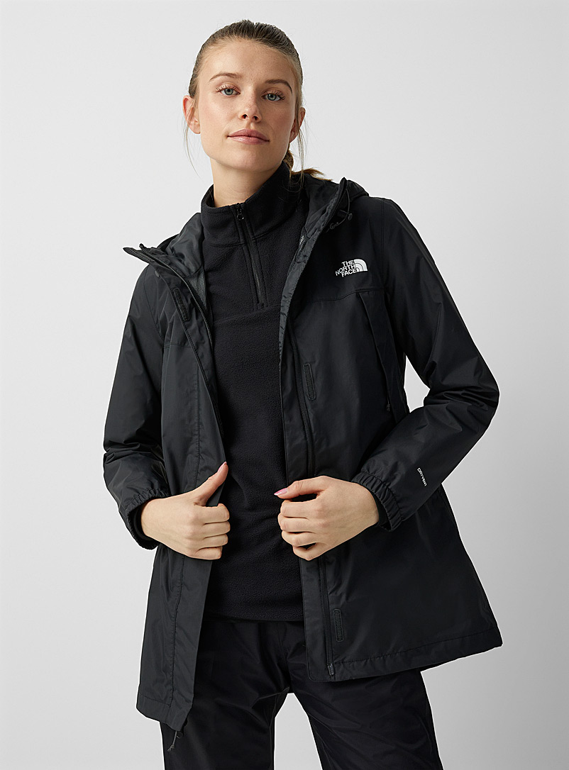 The North Face Charcoal Antora long hooded raincoat for women