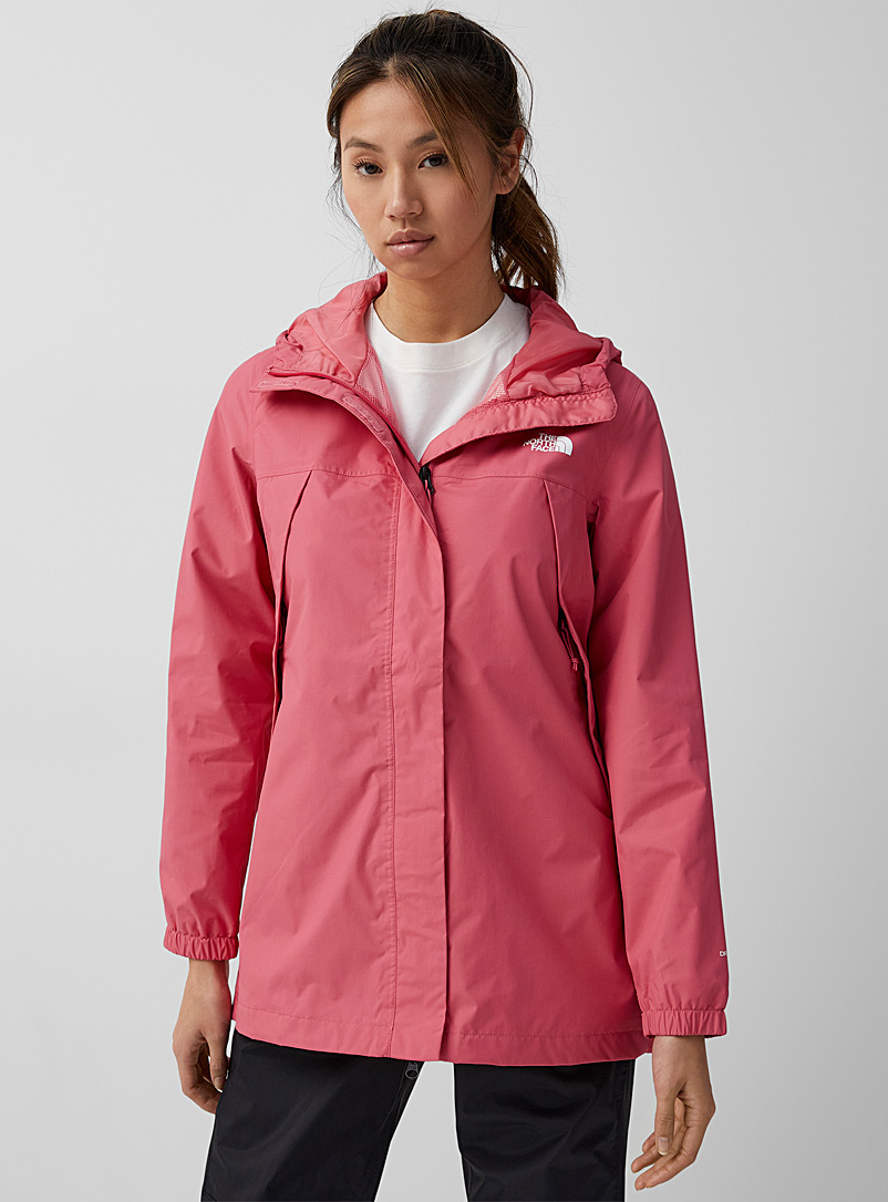 The North Face Pink Antora long hooded raincoat for women