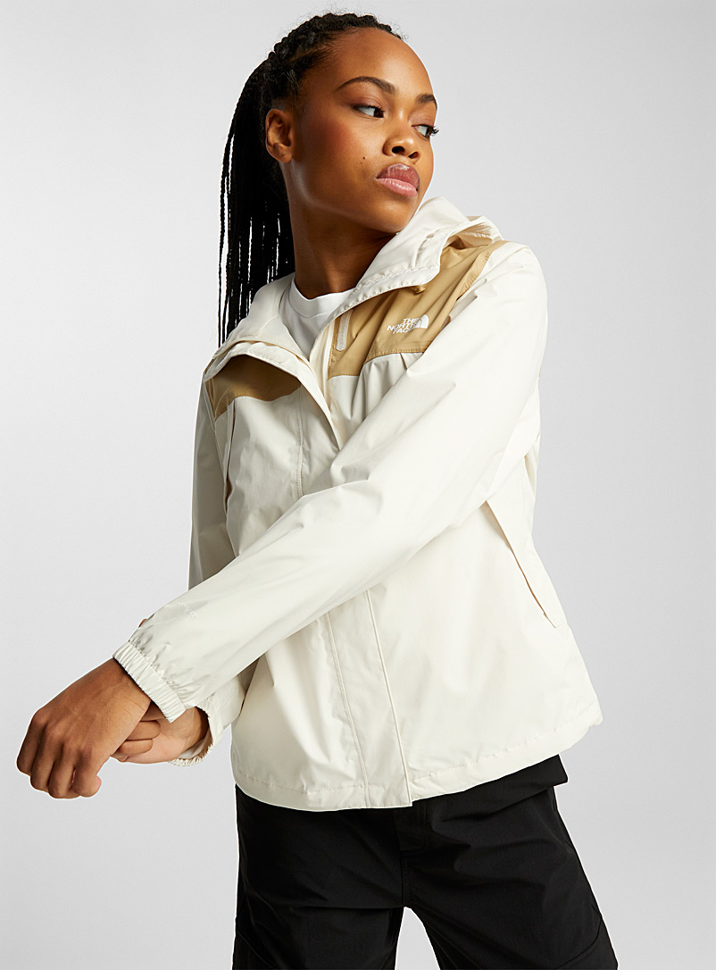 The North Face Ivory/Cream Beige Antora hooded raincoat for women