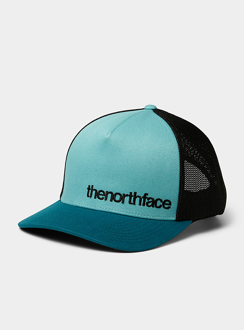 The North Face: La casquette camionneur logo TNF Bleu moyen-ardoise pour homme