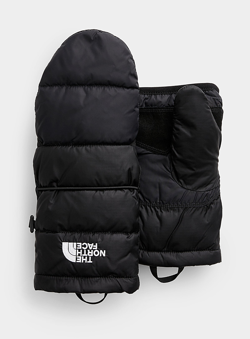 The North Face Black Nuptse convertible mittens for men