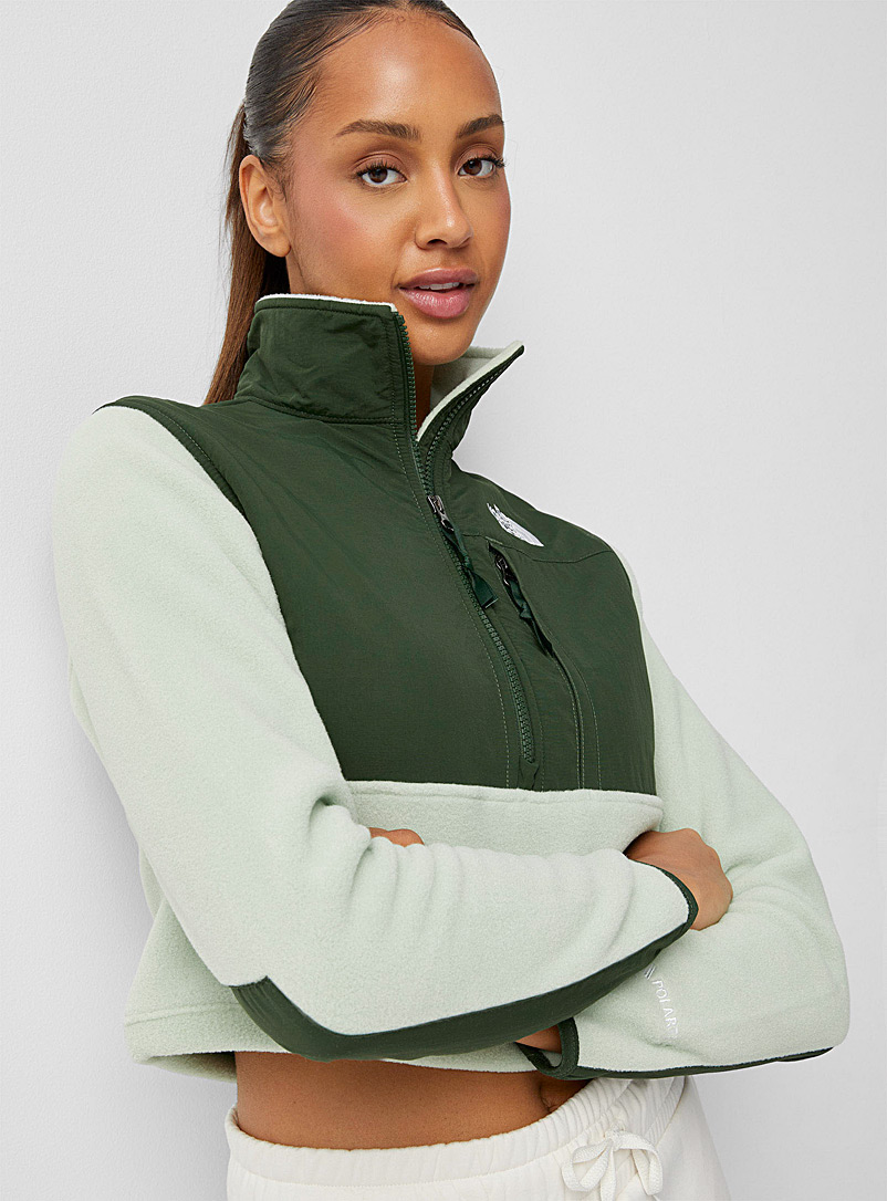 The North Face Green Denali nylon and polar fleece cropped sweater for women