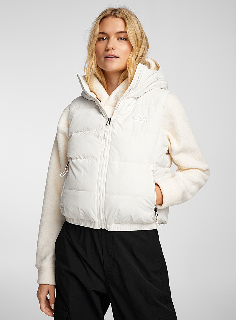 The North Face White Hydrenalite hooded sleeveless puffer jacket for women