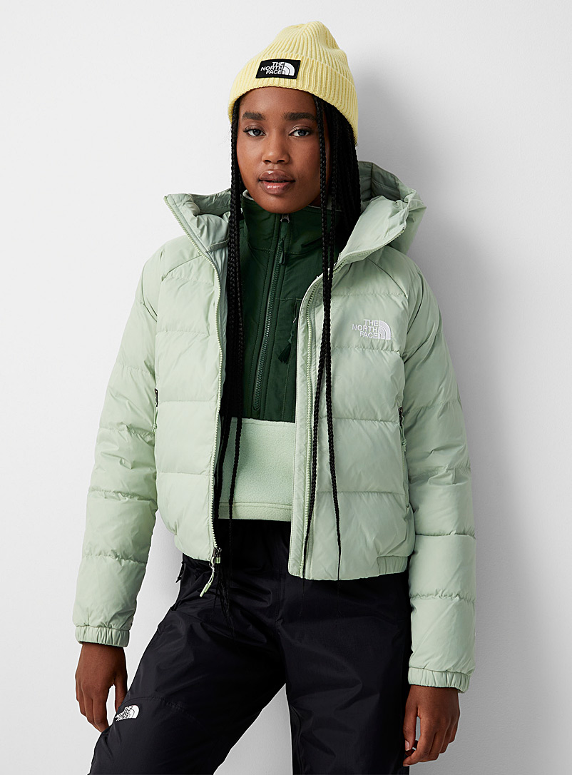 The North Face Lime Green Hydrenalite hooded cropped puffer jacket for women