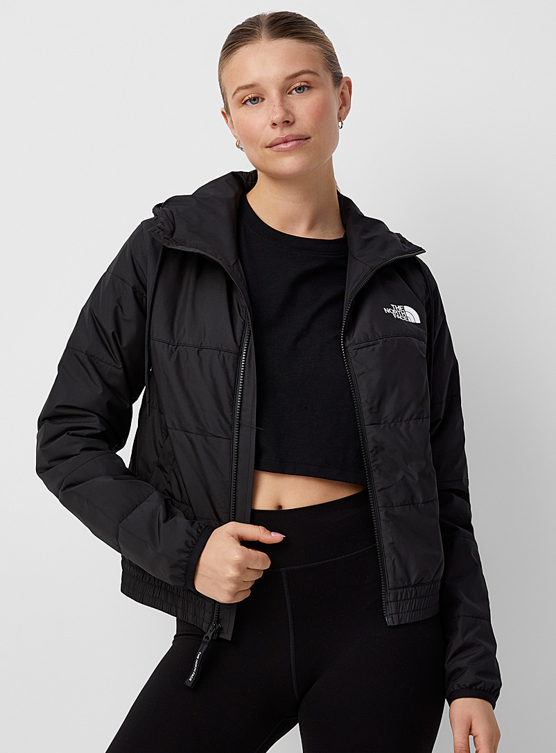 The North Face Black Highrail hooded quilted jacket for women
